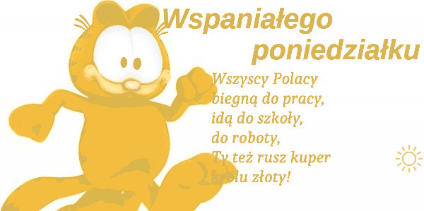 Biegnący Garfield wspaniałego poniedziałku